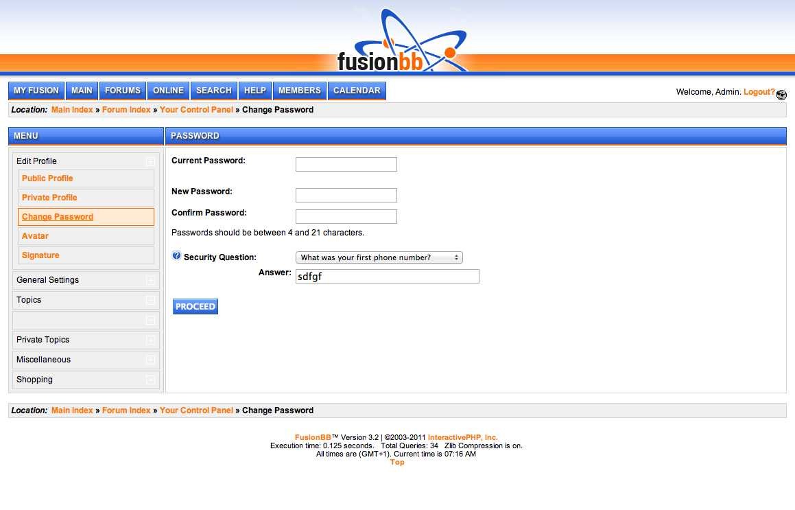 FusionBB - Change Password
